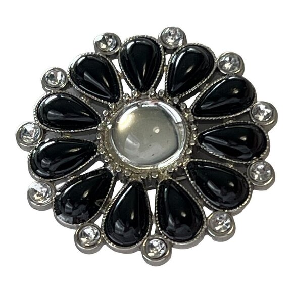 Lindsay Phillips Interchangeable Snaps "Thea" One Size Black & Silver Floral Des - Picture 3 of 7